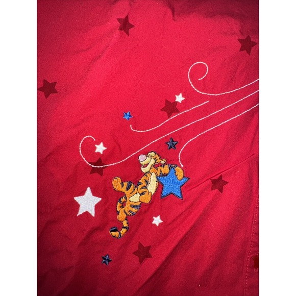 VTG Red Button Down Disney Pooh Tigger Shirt Embroidered Celebrate Stars 22W/24W - Picture 4 of 7